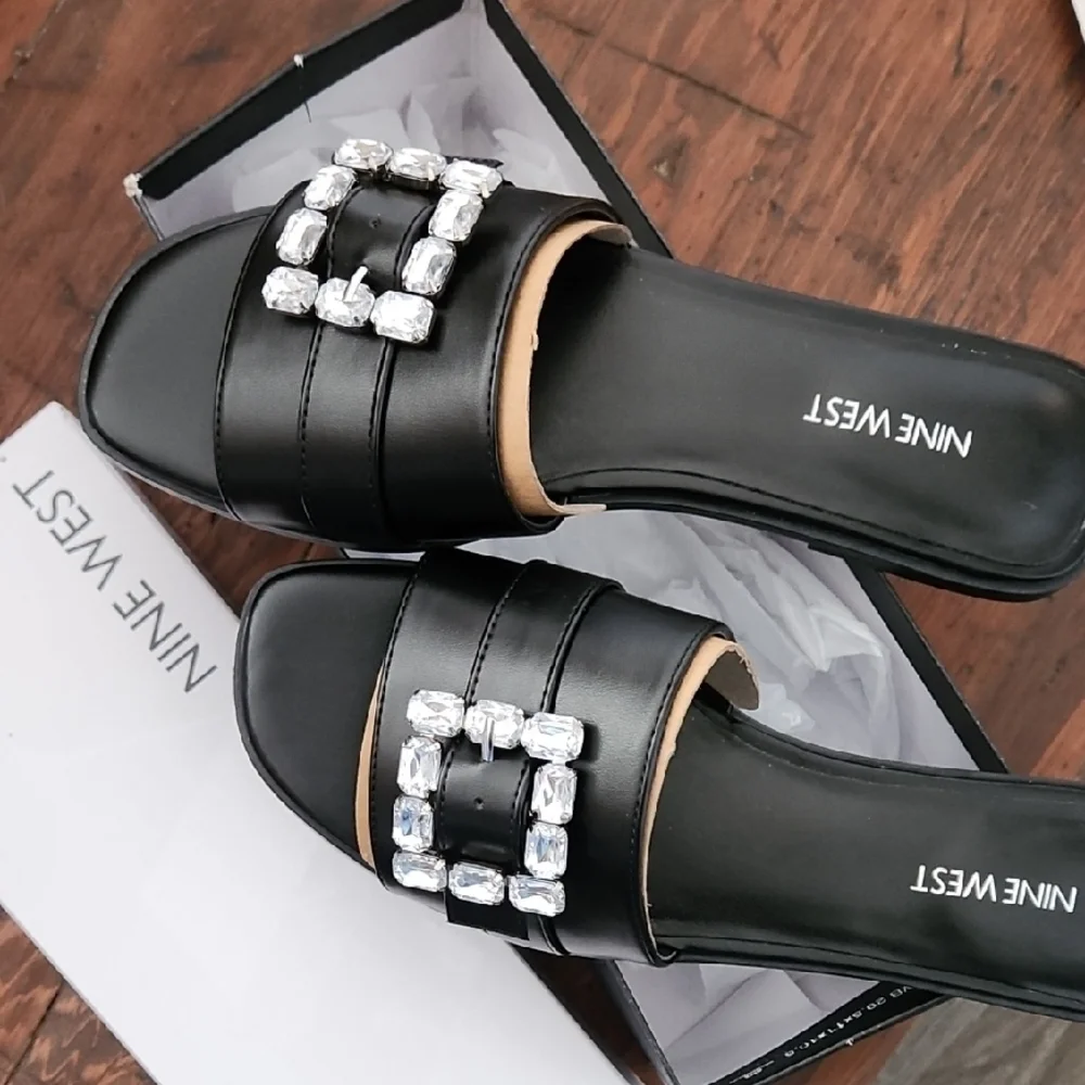 Nine West Black Sandals with Sparkling Buckle - Picture 4 of 4